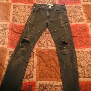 Black distressed jeans